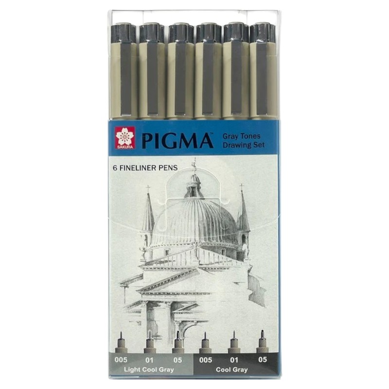 Xsdk G6a Pigma Micron Gray 6 Pen Set